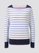 Gestreifter Pullover mit U-Boot-Ausschnitt - Frauen - mid blue white stripe Gestreifter Pullover mit U-Boot-Ausschnitt - Frauen - mid blue white stripe - 7 - TOM TAILOR Denim