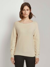 Strukturierter Pullover mit Raglan-Ärmeln - Frauen - soft creme beige Strukturierter Pullover mit Raglan-Ärmeln - Frauen - soft creme beige - 1 - TOM TAILOR Denim