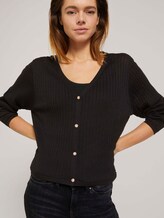 Cardigan mit Ripp-Struktur - Frauen - deep black Cardigan mit Ripp-Struktur - Frauen - deep black - 5 - TOM TAILOR Denim