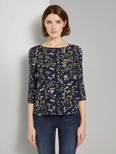 Gemusterte Bluse mit U-Boot-Ausschnitt - Frauen - blue flower print Gemusterte Bluse mit U-Boot-Ausschnitt - Frauen - blue flower print - 1 - TOM TAILOR Denim