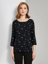 Gemusterte Bluse mit U-Boot-Ausschnitt - Frauen - black seagull print Gemusterte Bluse mit U-Boot-Ausschnitt - Frauen - black seagull print - 1 - TOM TAILOR Denim