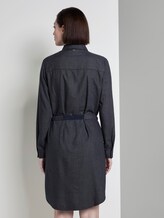 Kurzes Hemdkleid mit Bindegürtel - Frauen - navy small grid Kurzes Hemdkleid mit Bindegürtel - Frauen - navy small grid - 2 - TOM TAILOR Denim
