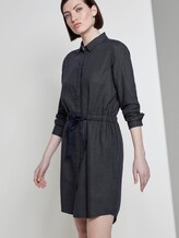 Kurzes Hemdkleid mit Bindegürtel - Frauen - navy small grid Kurzes Hemdkleid mit Bindegürtel - Frauen - navy small grid - 5 - TOM TAILOR Denim
