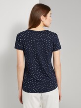 Polka dot T-shirt with a V-neckline - Women - dark blue minimal Polka dot T-shirt with a V-neckline - Women - dark blue minimal - 2 - TOM TAILOR Denim