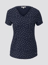 Polka dot T-shirt with a V-neckline - Women - dark blue minimal Polka dot T-shirt with a V-neckline - Women - dark blue minimal - 7 - TOM TAILOR Denim