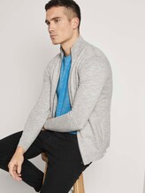 Melierte Strickjacke mit Stehkragen mit recyceltem Polyester - Männer - light grey white mouline Melierte Strickjacke mit Stehkragen mit recyceltem Polyester - Männer - light grey white mouline - 5 - TOM TAILOR