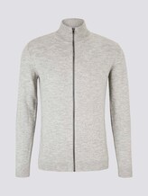 Melierte Strickjacke mit Stehkragen mit recyceltem Polyester - Männer - light grey white mouline Melierte Strickjacke mit Stehkragen mit recyceltem Polyester - Männer - light grey white mouline - 7 - TOM TAILOR