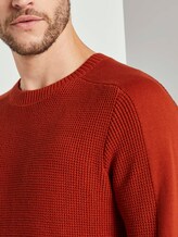 Knitted pullover with sleeve details - Men - Ginger Orange Knitted pullover with sleeve details - Men - Ginger Orange - 10 - TOM TAILOR