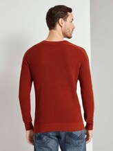 Knitted pullover with sleeve details - Men - Ginger Orange Knitted pullover with sleeve details - Men - Ginger Orange - 2 - TOM TAILOR