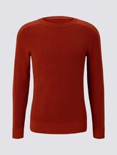 Knitted pullover with sleeve details - Men - Ginger Orange Knitted pullover with sleeve details - Men - Ginger Orange - 7 - TOM TAILOR