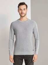 Strickpullover mit Ärmeldetail - Männer - Light Stone Grey Melange Strickpullover mit Ärmeldetail - Männer - Light Stone Grey Melange - 1 - TOM TAILOR