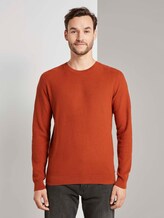 Fein strukturierter Pullover - Männer - Ginger Orange Fein strukturierter Pullover - Männer - Ginger Orange - 1 - TOM TAILOR