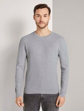 Fein strukturierter Pullover - Männer - Light Stone Grey Melange Fein strukturierter Pullover - Männer - Light Stone Grey Melange - 1 - TOM TAILOR