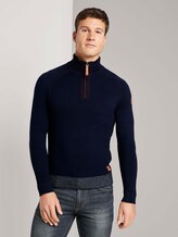 Melierter Troyer Pullover - Männer - Sky Captain Blue Melierter Troyer Pullover - Männer - Sky Captain Blue - 1 - TOM TAILOR