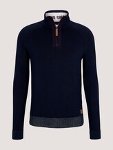 Melierter Troyer Pullover - Männer - Sky Captain Blue Melierter Troyer Pullover - Männer - Sky Captain Blue - 7 - TOM TAILOR