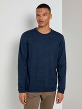 Melierter Pullover mit Ripp-Details - Männer - navy tonal space dye Melierter Pullover mit Ripp-Details - Männer - navy tonal space dye - 1 - TOM TAILOR Denim