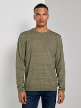 Melierter Pullover mit Ripp-Details - Männer - olive tonal space dye Melierter Pullover mit Ripp-Details - Männer - olive tonal space dye - 1 - TOM TAILOR Denim