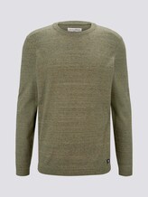 Melierter Pullover mit Ripp-Details - Männer - olive tonal space dye Melierter Pullover mit Ripp-Details - Männer - olive tonal space dye - 7 - TOM TAILOR Denim