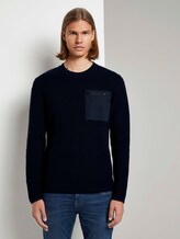 Strickpullover mit Brusttasche - Männer - Sky Captain Blue Strickpullover mit Brusttasche - Männer - Sky Captain Blue - 1 - TOM TAILOR Denim