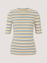 Gestreiftes T-Shirt mit kurzem Stehkragen - Frauen - creme blue yellow stripe Gestreiftes T-Shirt mit kurzem Stehkragen - Frauen - creme blue yellow stripe - 7 - TOM TAILOR Denim