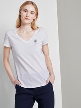 Basic T-Shirt mit Brustprint - Frauen - Off White Basic T-Shirt mit Brustprint - Frauen - Off White - 5 - TOM TAILOR Denim