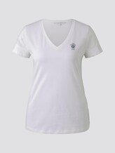 Basic T-Shirt mit Brustprint - Frauen - Off White Basic T-Shirt mit Brustprint - Frauen - Off White - 7 - TOM TAILOR Denim