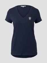 Basic T-shirt met print op de borst - Vrouwen - Real Navy Blue Basic T-shirt met print op de borst - Vrouwen - Real Navy Blue - 7 - TOM TAILOR Denim