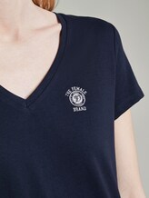 Basic T-shirt met print op de borst - Vrouwen - Real Navy Blue Basic T-shirt met print op de borst - Vrouwen - Real Navy Blue - 9 - TOM TAILOR Denim