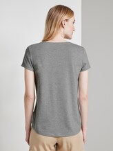 Basic T-Shirt mit Brustprint - Frauen - Light Silver Grey Mélange Basic T-Shirt mit Brustprint - Frauen - Light Silver Grey Mélange - 2 - TOM TAILOR Denim
