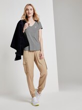 Basic T-Shirt mit Brustprint - Frauen - Light Silver Grey Mélange Basic T-Shirt mit Brustprint - Frauen - Light Silver Grey Mélange - 3 - TOM TAILOR Denim