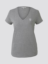 Basic T-Shirt mit Brustprint - Frauen - Light Silver Grey Mélange Basic T-Shirt mit Brustprint - Frauen - Light Silver Grey Mélange - 7 - TOM TAILOR Denim