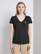 Basic T-shirt met print op de borst - Vrouwen - Shale Grey Melange Basic T-shirt met print op de borst - Vrouwen - Shale Grey Melange - 1 - TOM TAILOR Denim