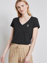 Basic T-shirt met print op de borst - Vrouwen - Shale Grey Melange Basic T-shirt met print op de borst - Vrouwen - Shale Grey Melange - 5 - TOM TAILOR Denim