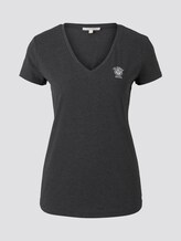 Basic T-shirt met print op de borst - Vrouwen - Shale Grey Melange Basic T-shirt met print op de borst - Vrouwen - Shale Grey Melange - 7 - TOM TAILOR Denim