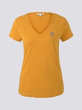 Basic T-Shirt mit Brustprint - Frauen - Sunflower Basic T-Shirt mit Brustprint - Frauen - Sunflower - 7 - TOM TAILOR Denim