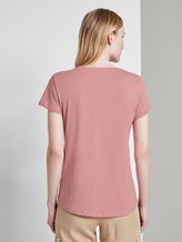 Basic T-Shirt mit Brustprint - Frauen - Dusky Flower Pink Basic T-Shirt mit Brustprint - Frauen - Dusky Flower Pink - 2 - TOM TAILOR Denim
