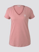 Basic T-Shirt mit Brustprint - Frauen - Dusky Flower Pink Basic T-Shirt mit Brustprint - Frauen - Dusky Flower Pink - 7 - TOM TAILOR Denim