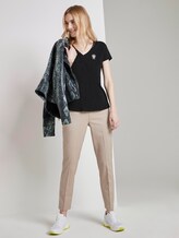 Basic T-Shirt mit Brustprint - Frauen - Deep Black Basic T-Shirt mit Brustprint - Frauen - Deep Black - 3 - TOM TAILOR Denim