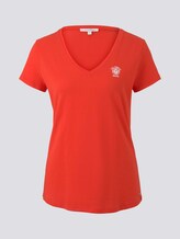 Basic T-Shirt mit Brustprint - Frauen - brilliant red Basic T-Shirt mit Brustprint - Frauen - brilliant red - 7 - TOM TAILOR Denim