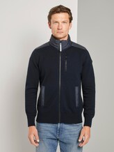 Strickjacke mit Nylon-Stehkragen - Männer - Sky Captain Blue Strickjacke mit Nylon-Stehkragen - Männer - Sky Captain Blue - 1 - TOM TAILOR