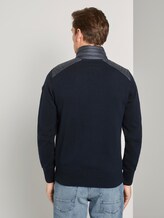 Strickjacke mit Nylon-Stehkragen - Männer - Sky Captain Blue Strickjacke mit Nylon-Stehkragen - Männer - Sky Captain Blue - 2 - TOM TAILOR