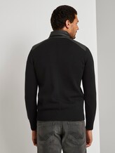 Strickjacke mit Nylon-Stehkragen - Männer - Black Strickjacke mit Nylon-Stehkragen - Männer - Black - 2 - TOM TAILOR