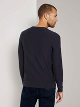 Basic Pullover mit Streifenstruktur - Männer - Knitted Navy Basic Pullover mit Streifenstruktur - Männer - Knitted Navy - 2 - TOM TAILOR