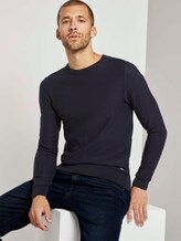 Basic Pullover mit Streifenstruktur - Männer - Knitted Navy Basic Pullover mit Streifenstruktur - Männer - Knitted Navy - 5 - TOM TAILOR