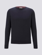 Basic Pullover mit Streifenstruktur - Männer - Knitted Navy Basic Pullover mit Streifenstruktur - Männer - Knitted Navy - 7 - TOM TAILOR