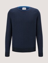 Basic Pullover mit Streifenstruktur - Männer - Electric Blue Basic Pullover mit Streifenstruktur - Männer - Electric Blue - 7 - TOM TAILOR