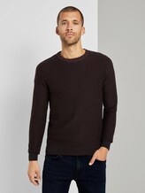 Basic Pullover mit Streifenstruktur - Männer - Dusty Wildberry Red Basic Pullover mit Streifenstruktur - Männer - Dusty Wildberry Red - 1 - TOM TAILOR