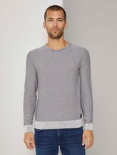 Basic Pullover mit Streifenstruktur - Männer - Light Medium Grey Melange Basic Pullover mit Streifenstruktur - Männer - Light Medium Grey Melange - 1 - TOM TAILOR