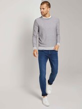 Basic Pullover mit Streifenstruktur - Männer - Light Medium Grey Melange Basic Pullover mit Streifenstruktur - Männer - Light Medium Grey Melange - 3 - TOM TAILOR