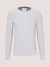 Basic Pullover mit Streifenstruktur - Männer - Light Soft Grey Melange Basic Pullover mit Streifenstruktur - Männer - Light Soft Grey Melange - 7 - TOM TAILOR